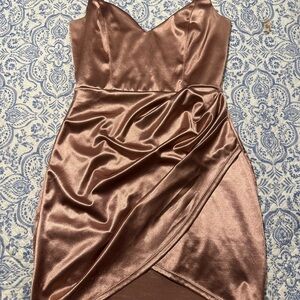 Windsor Brown Bodycon Mini Dress Sweetheart Neckline